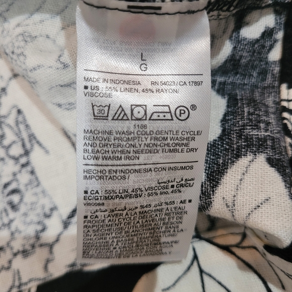 Old Navy Women's Floral Linen Blend Sleeveless Top Size Large Black White - Picture 10 of 10